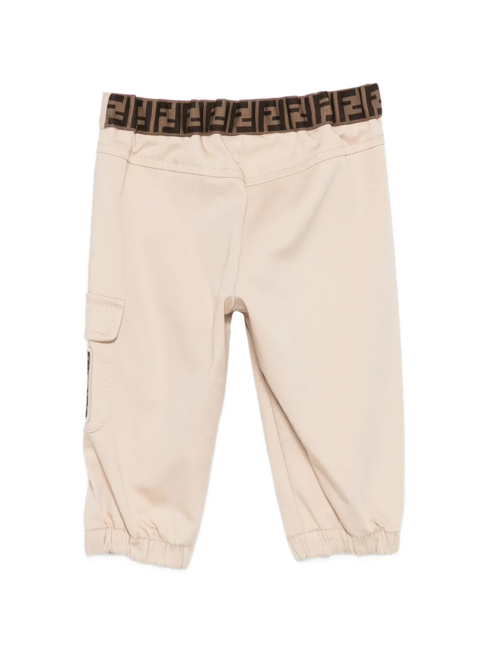 Fendi Kids Gabardine broek met logo Beige