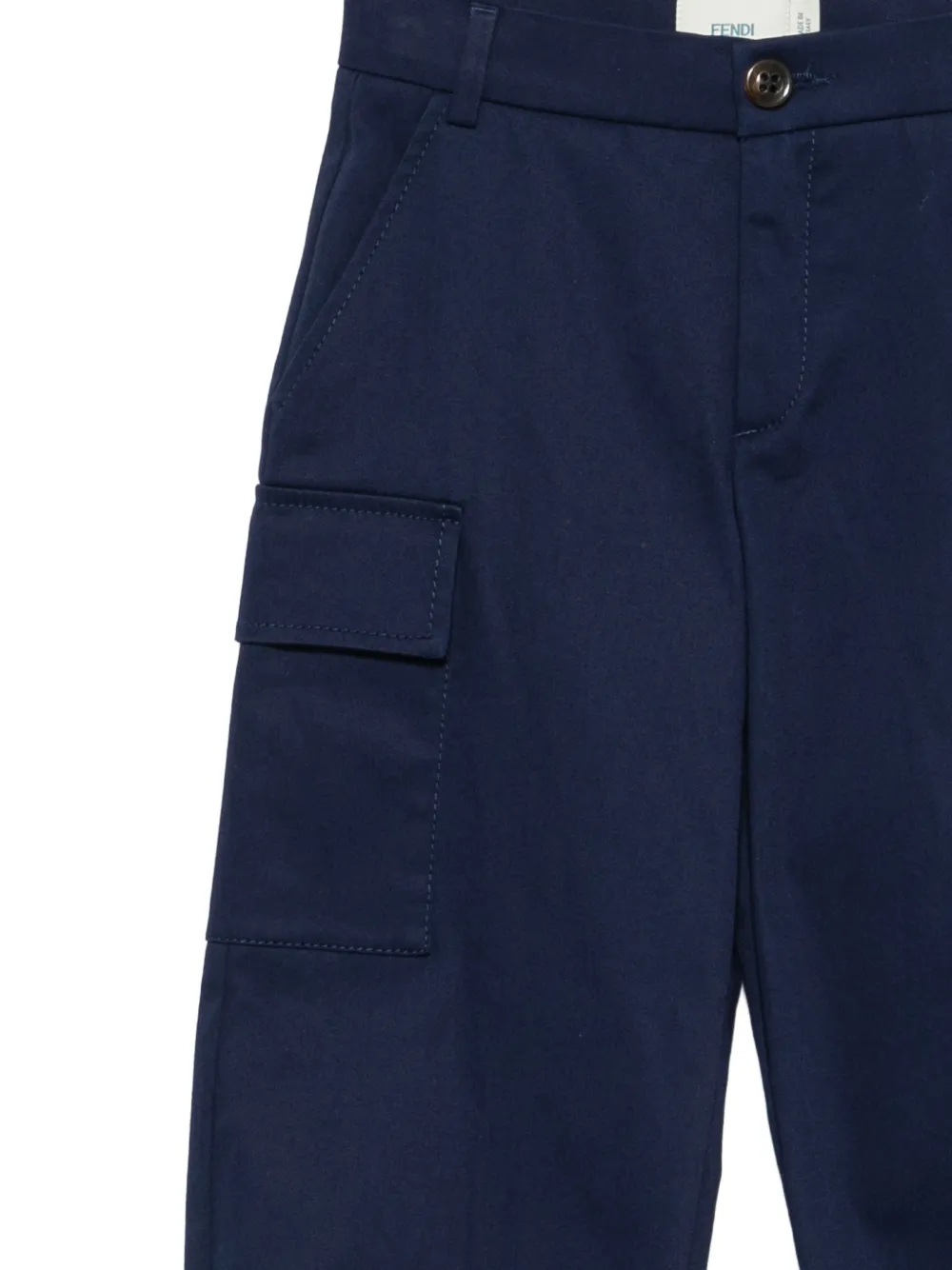 Fendi Kids Cargo broek met elastische enkelbandjes en logopatch Blauw