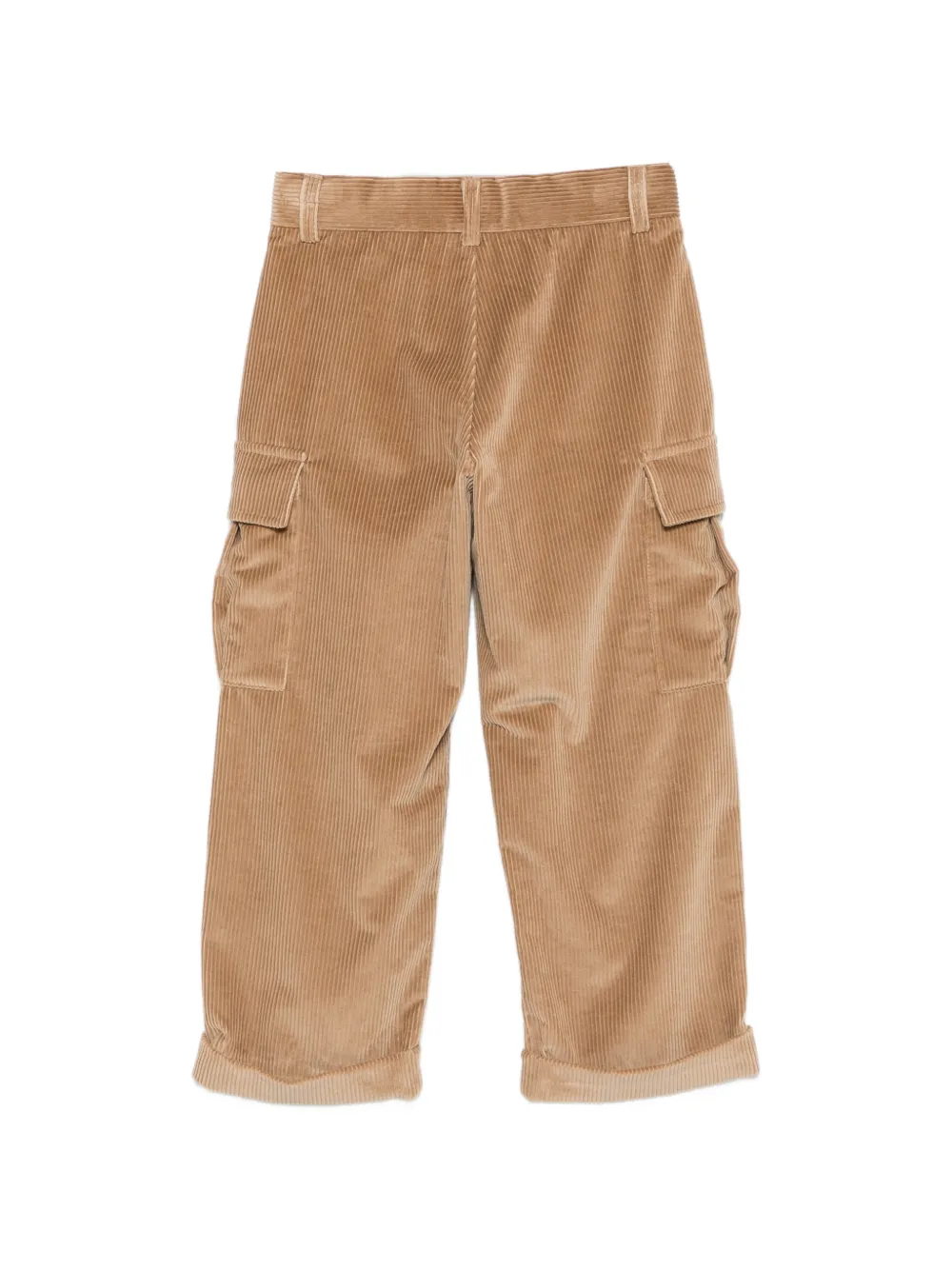 Fendi Kids Ribfluwelen cargo broek met logopatch Bruin