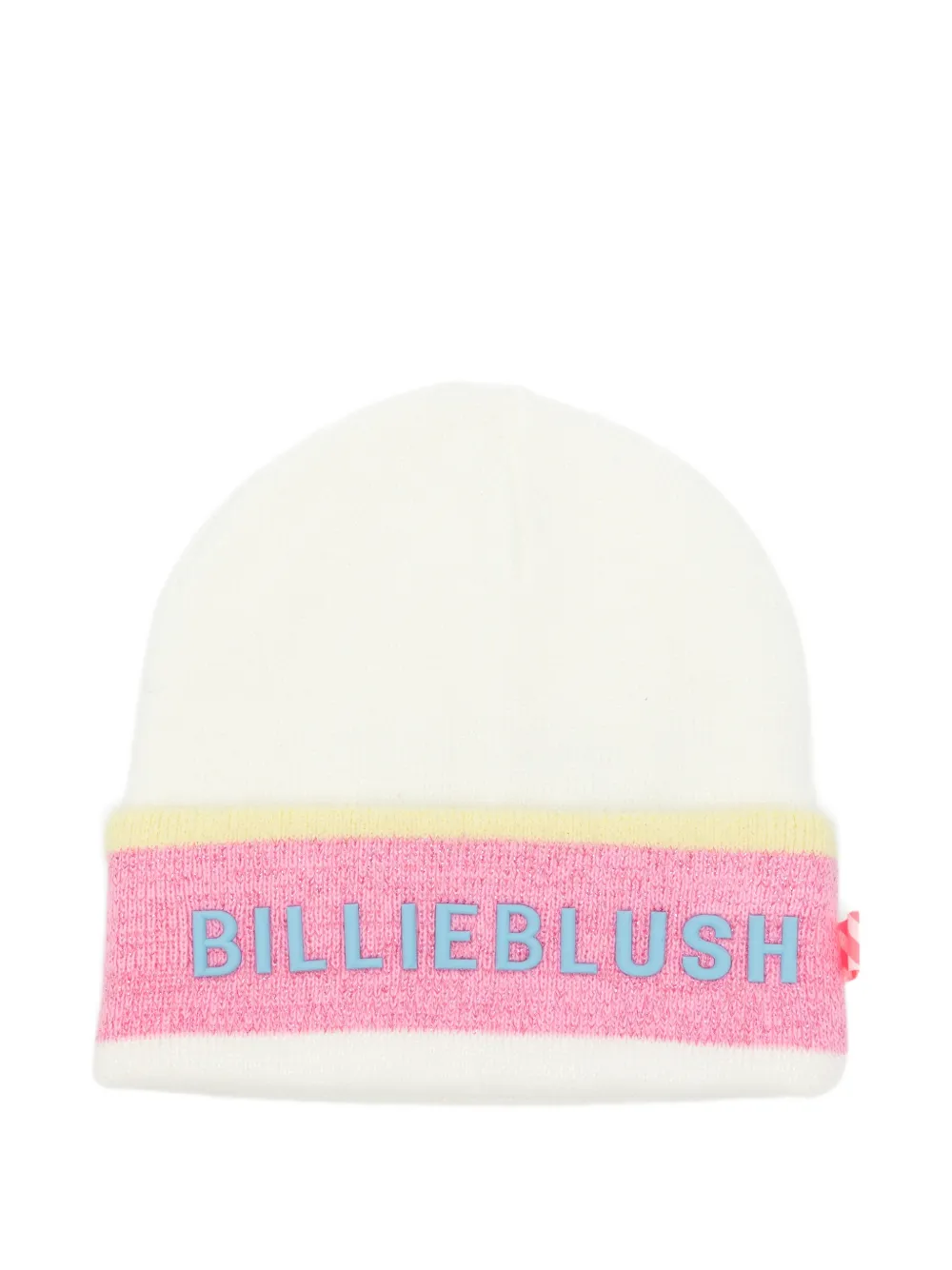 Billieblush logo-patch striped beanie hat - Bianco