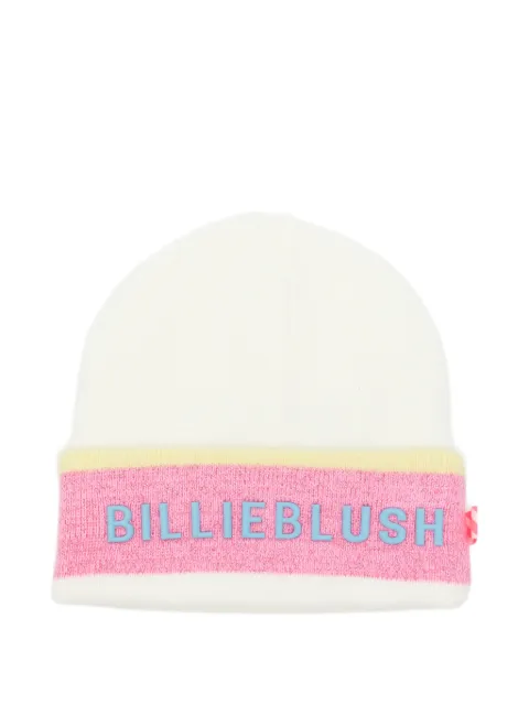 Billieblush logo-patch striped beanie hat