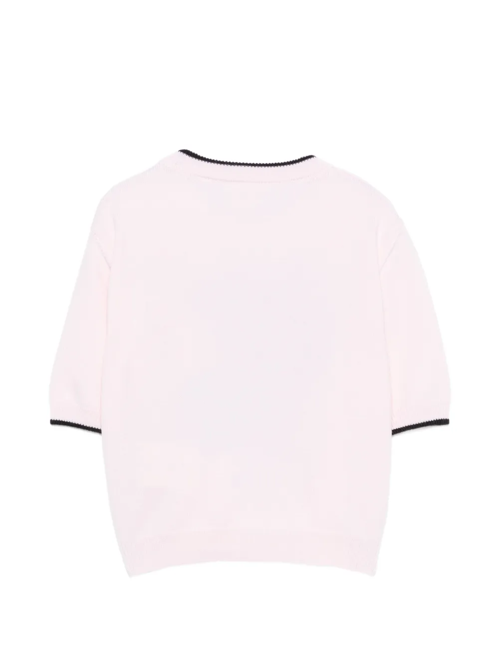 Fendi Kids Wollen trui met korte mouwen en hond-intarsia Roze