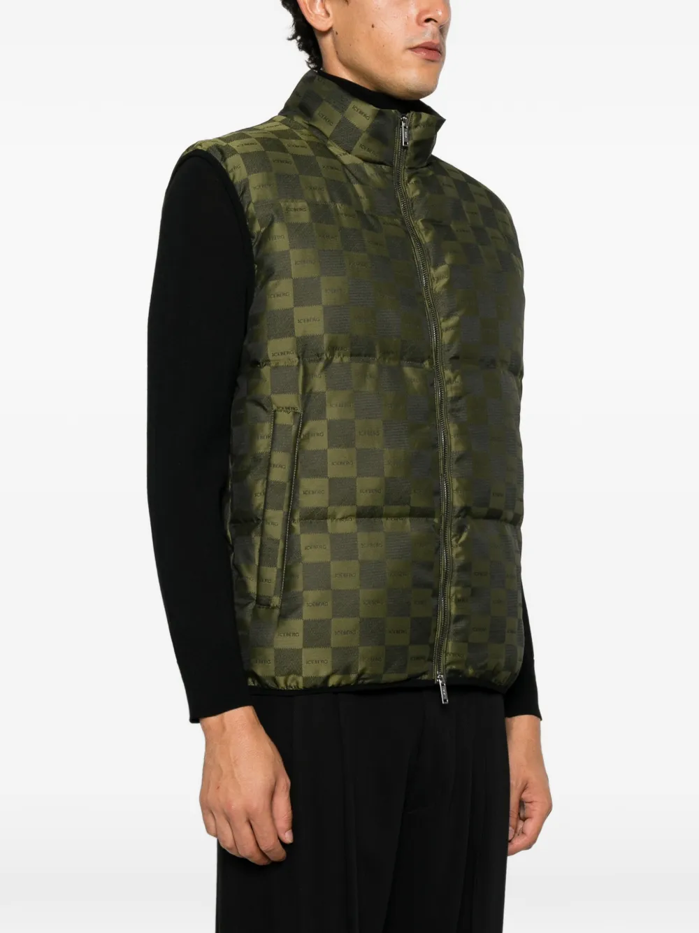 Iceberg Geruite bodywarmer Groen