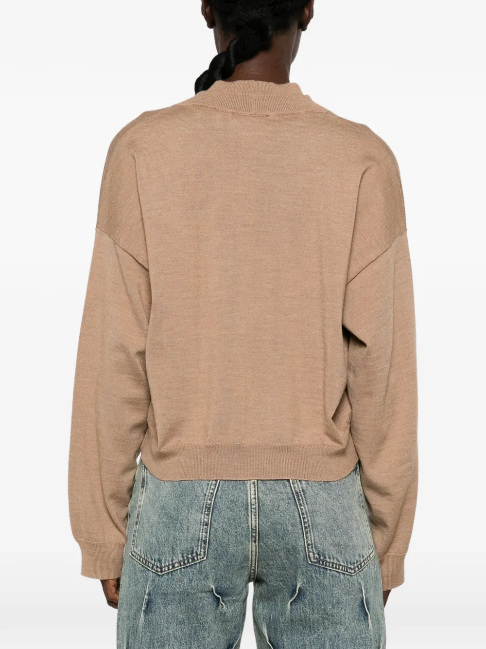 Erika Cavallini Trui met V-hals en verlaagde schouders Beige