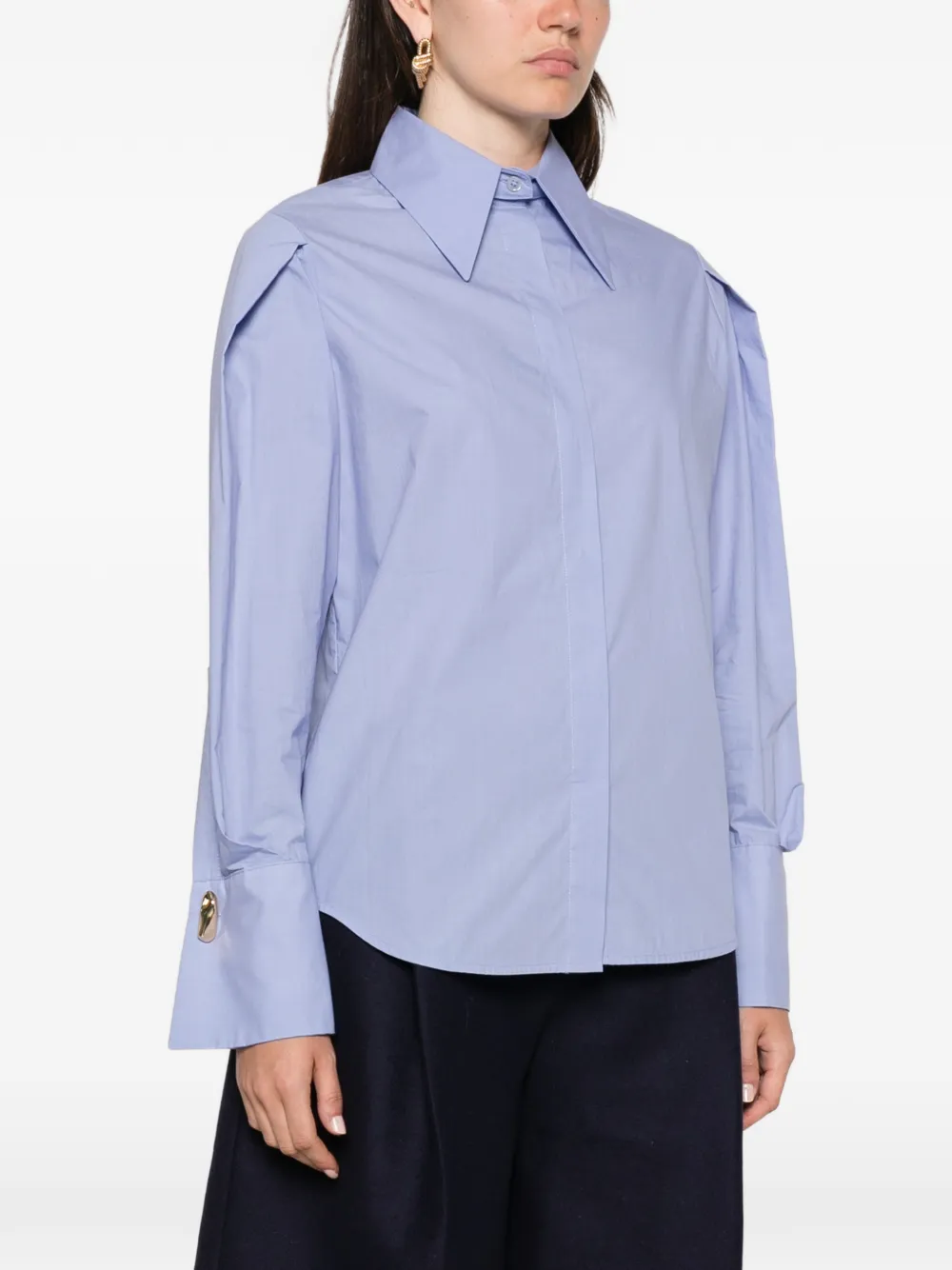 Erika Cavallini Blouse met geplooide schouders Blauw
