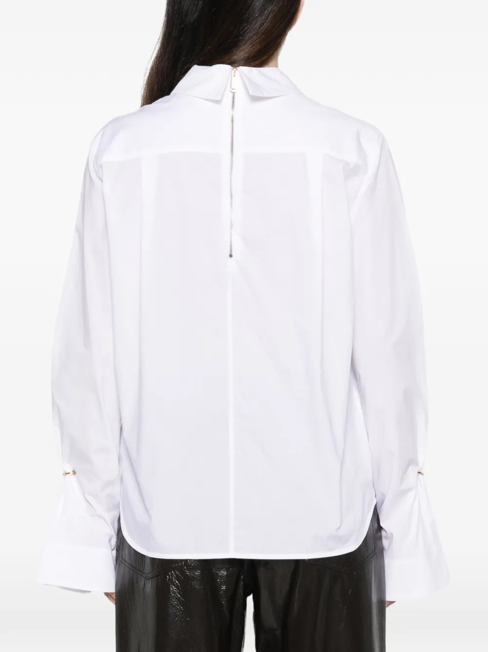 Erika Cavallini Blouse met flared mouwen en ringdetail Wit