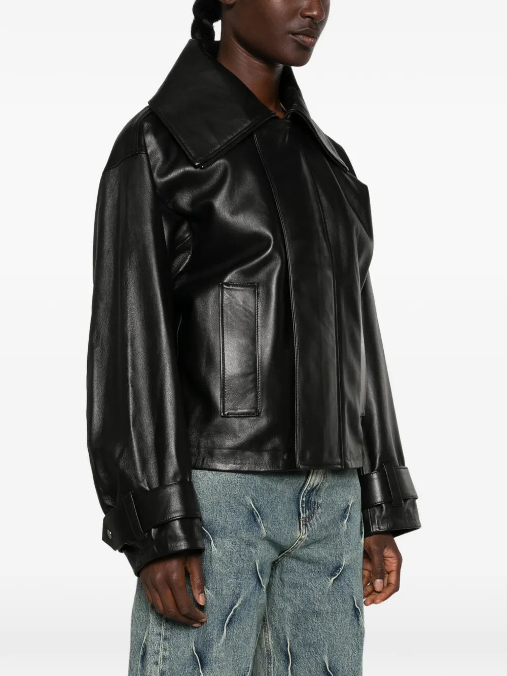 Erika Cavallini Jack met oversized kraag Zwart