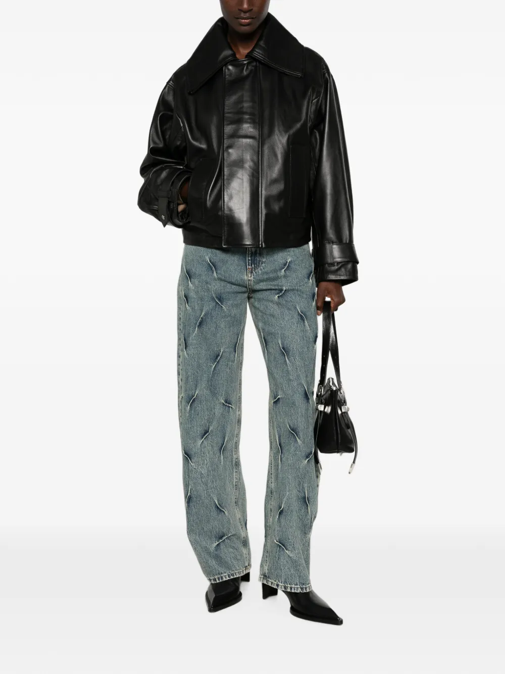 Erika Cavallini Jack met oversized kraag Zwart