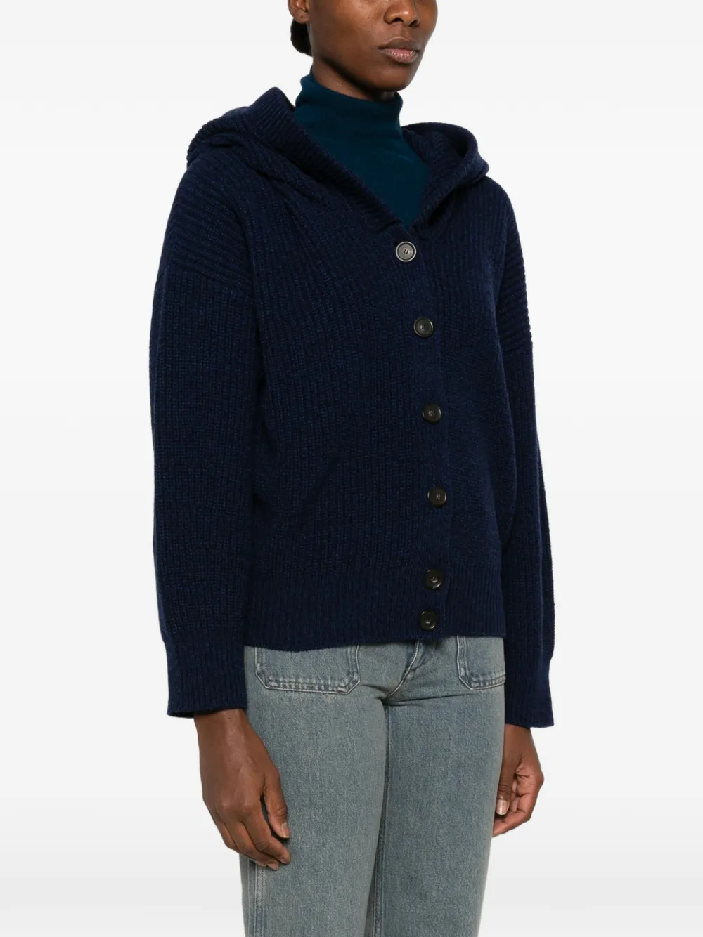 Erika Cavallini Donato ribgebreid vest met capuchon Blauw