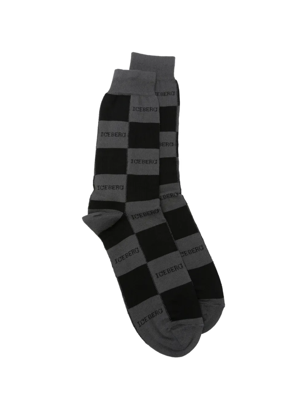 Iceberg logo-print checkered socks - Nero