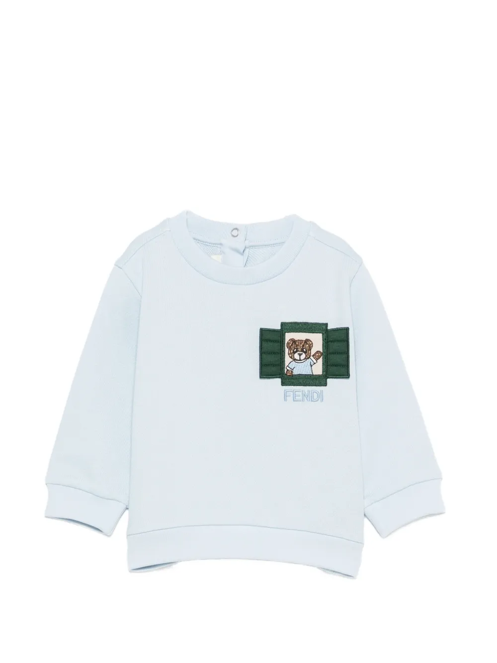 Fendi Kids teddy bear-patch sweatshirt - Blu