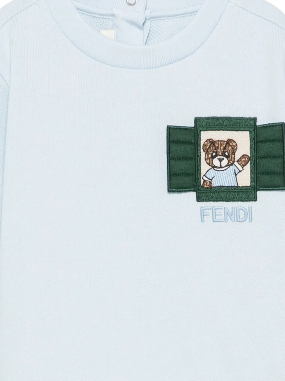 Fendi Kids teddy bear-patch sweatshirt Blauw