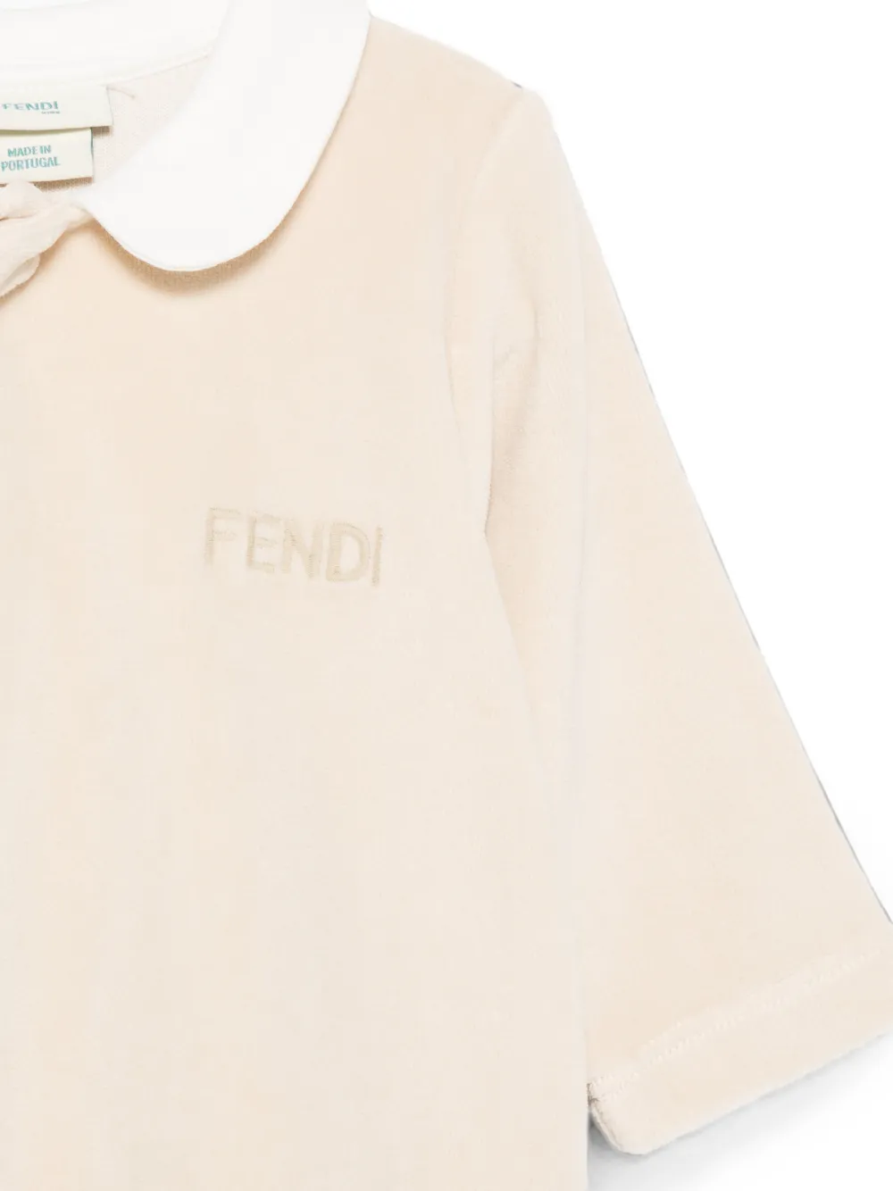 Fendi Kids Chenille babyset met teddybeer Beige