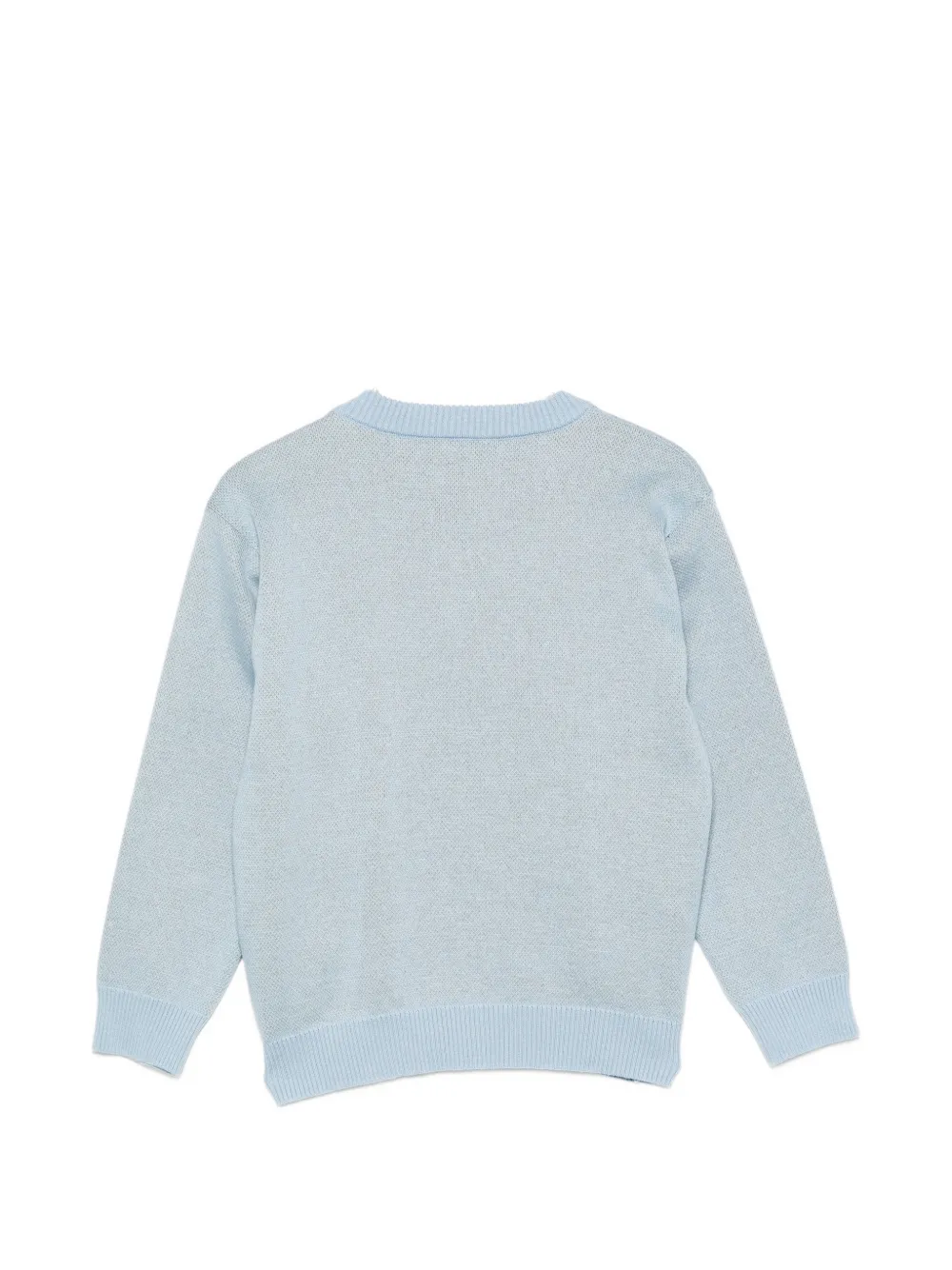 Fendi Kids Junior katoenen en kasjmier trui met veelkleurige 3D mascotte Blauw
