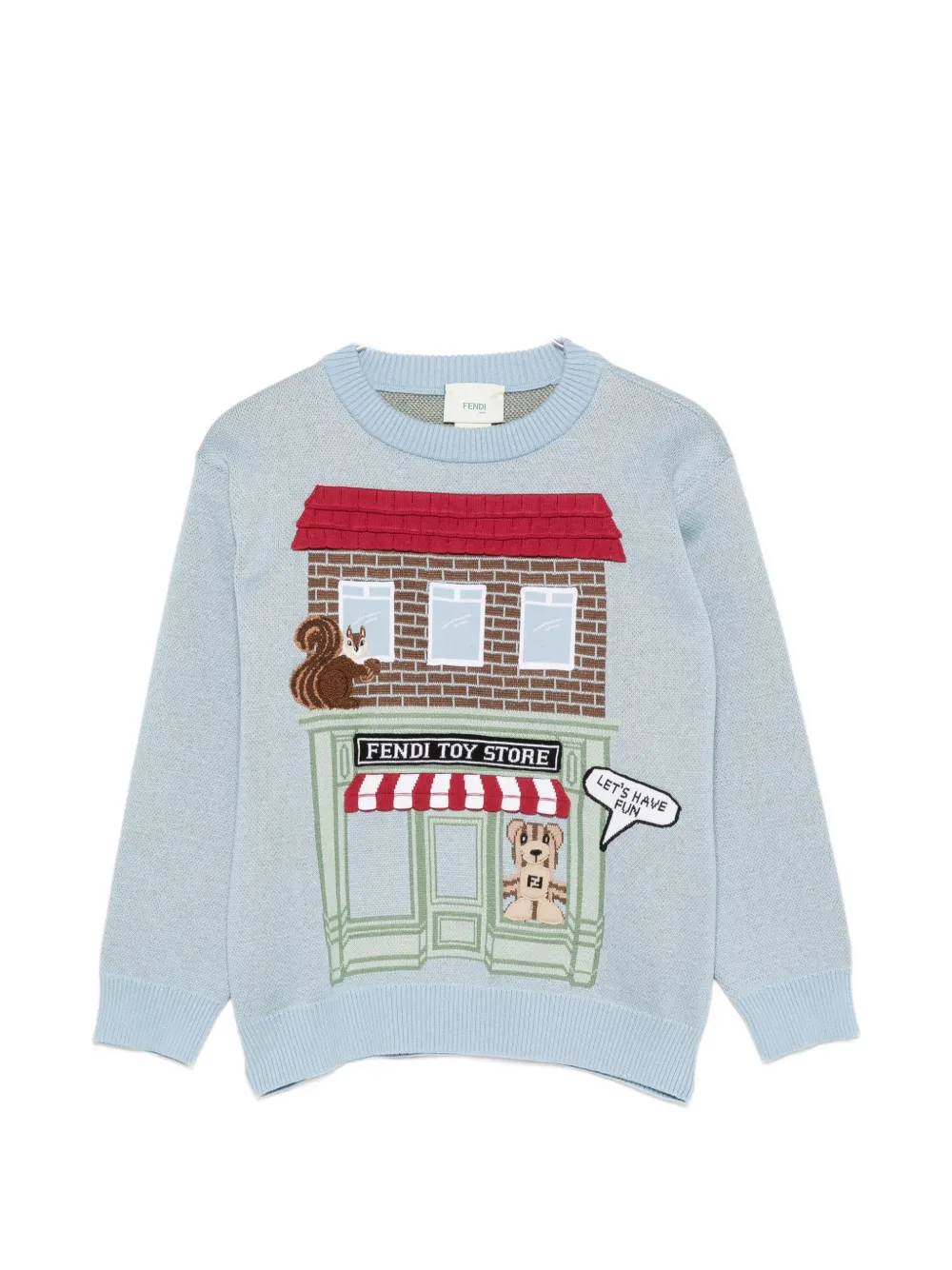 Fendi Kids intarsia-knit toy-store-motif sweater - Blu