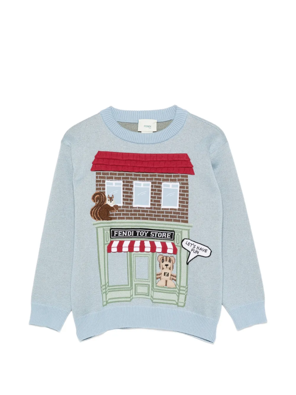 Fendi Kids intarsia-knit toy-store-motif sweater - Blu