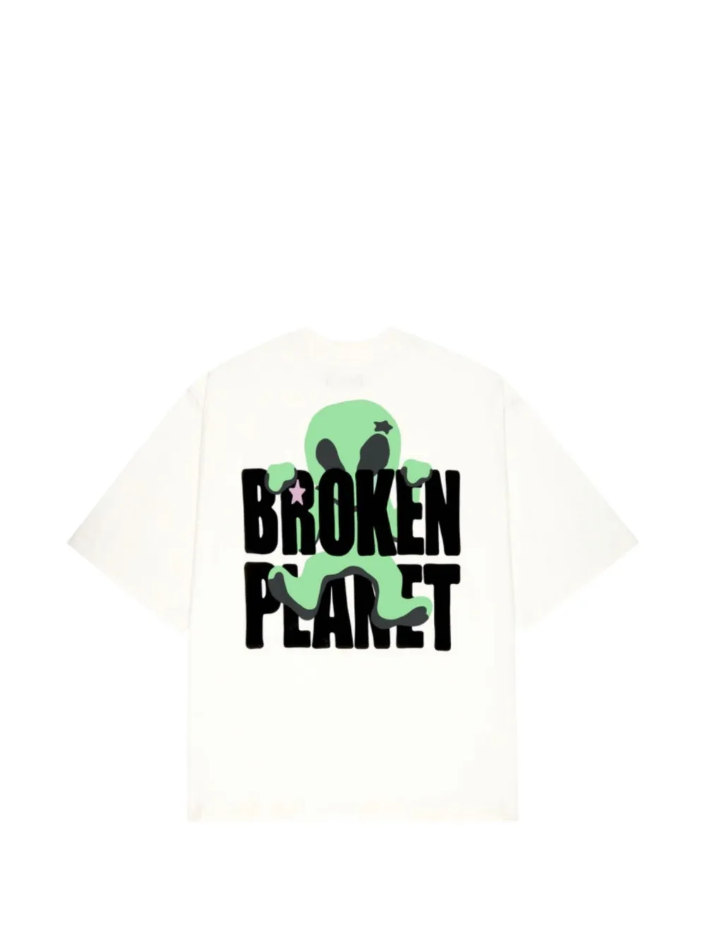 BROKEN PLANET Not From Here oversized T-shirt met grafische print Beige