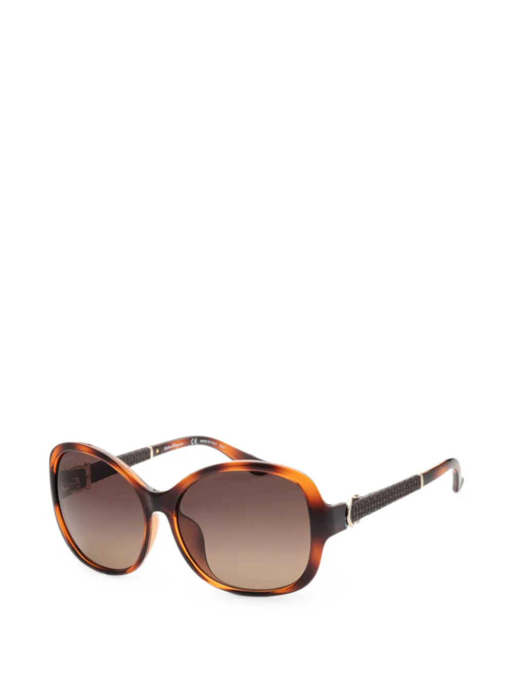 Ferragamo Occhiali da sole Gancini con effetto tartarugato - Marrone