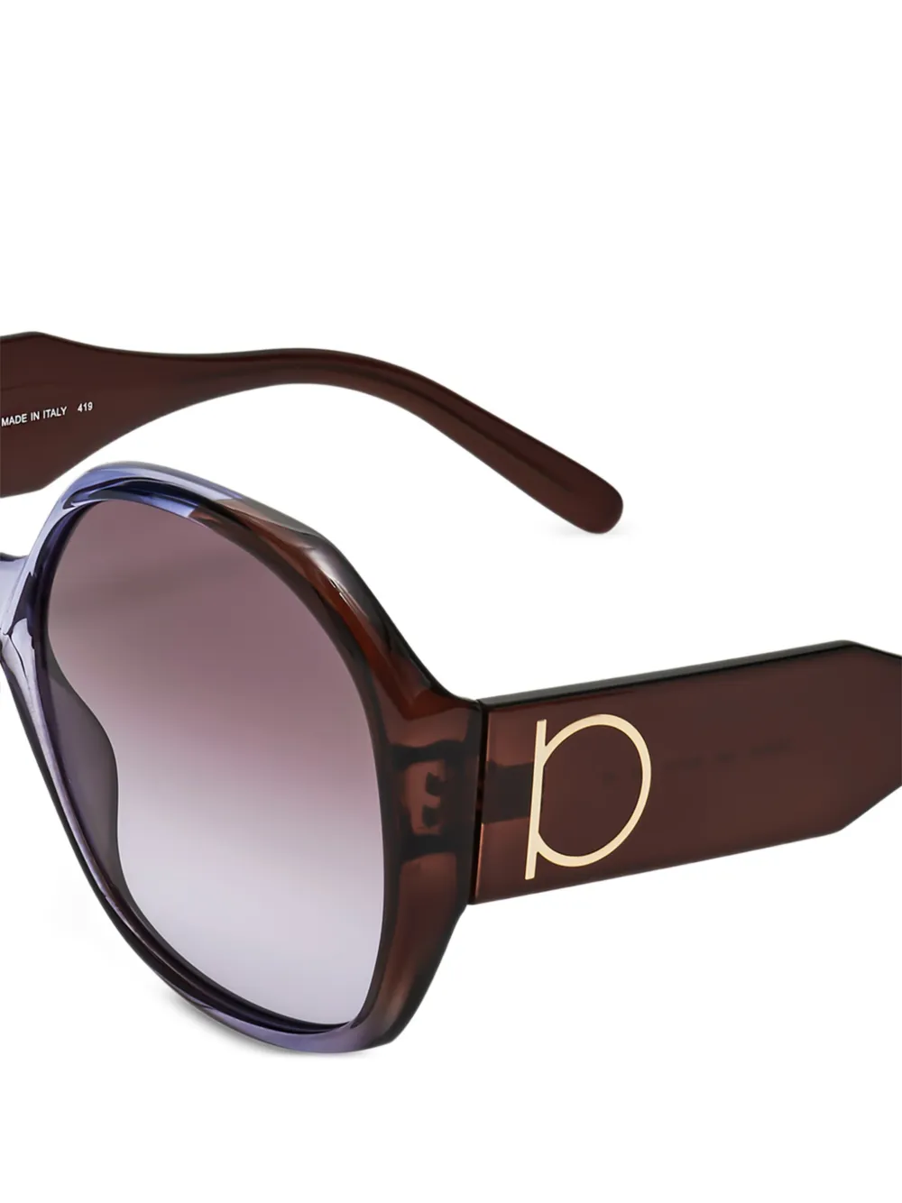 Ferragamo Eyewear Zonnebril met geometrisch montuur Bruin