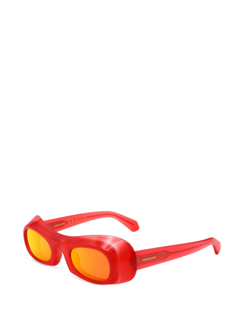 Ferragamo Eyewear Zonnebril met ovalen montuur Rood