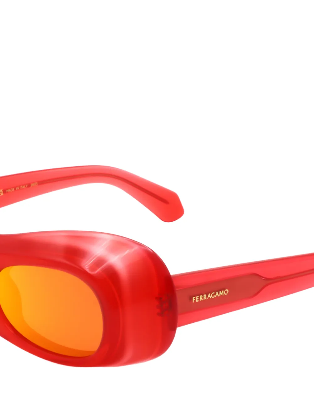 Ferragamo Eyewear Zonnebril met ovalen montuur Rood