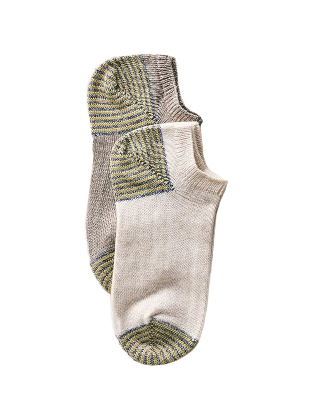 yahae striped-trim sneakers set of 2 socks - Nude
