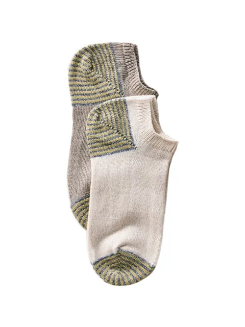 yahae striped-trim sneakers set of two socks