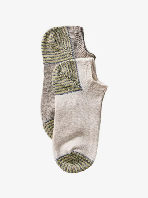 yahae striped-trim sneakers set of two socks