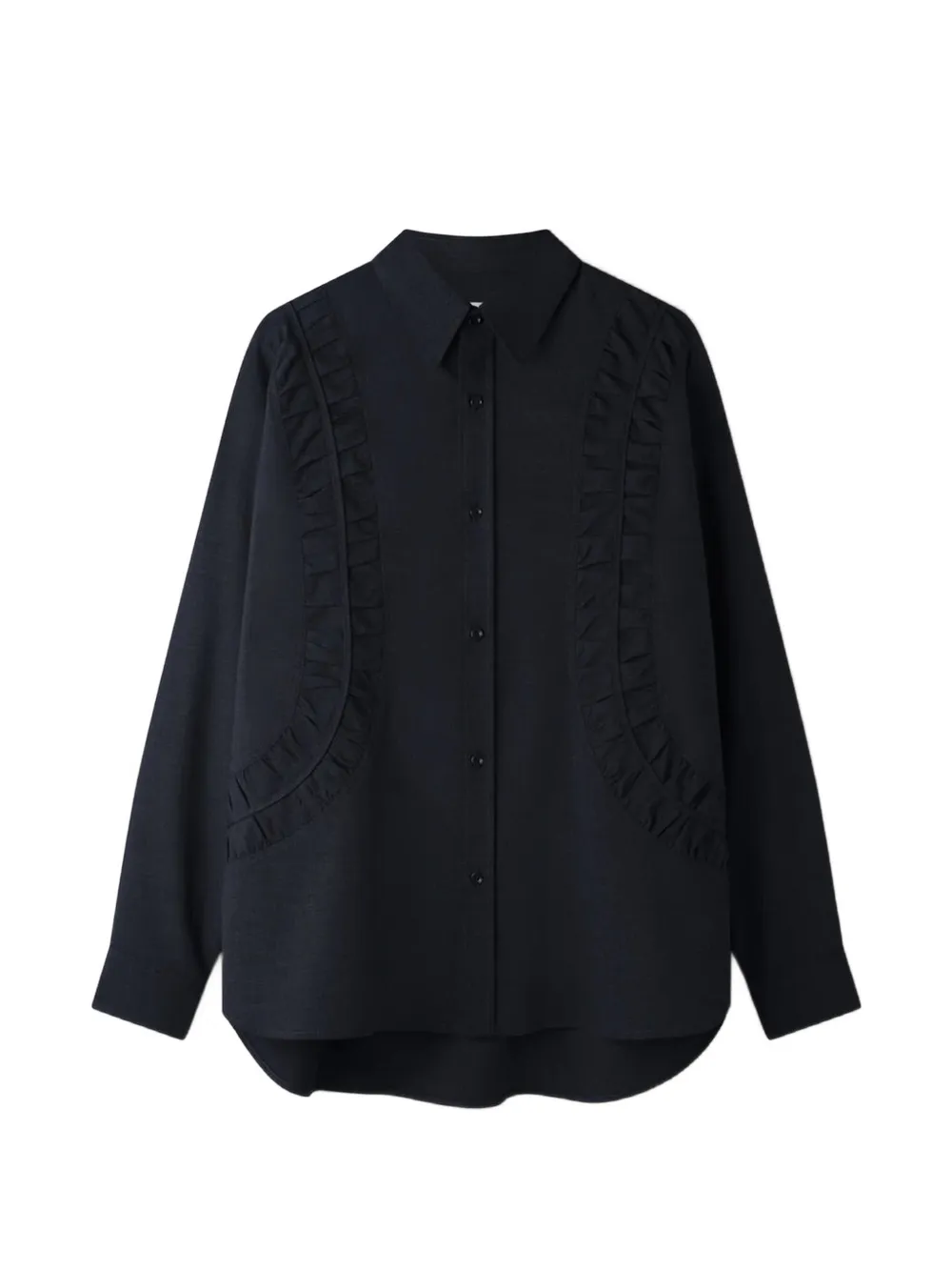 SAGE NATION Fossil ruched-panel shirt - Nero