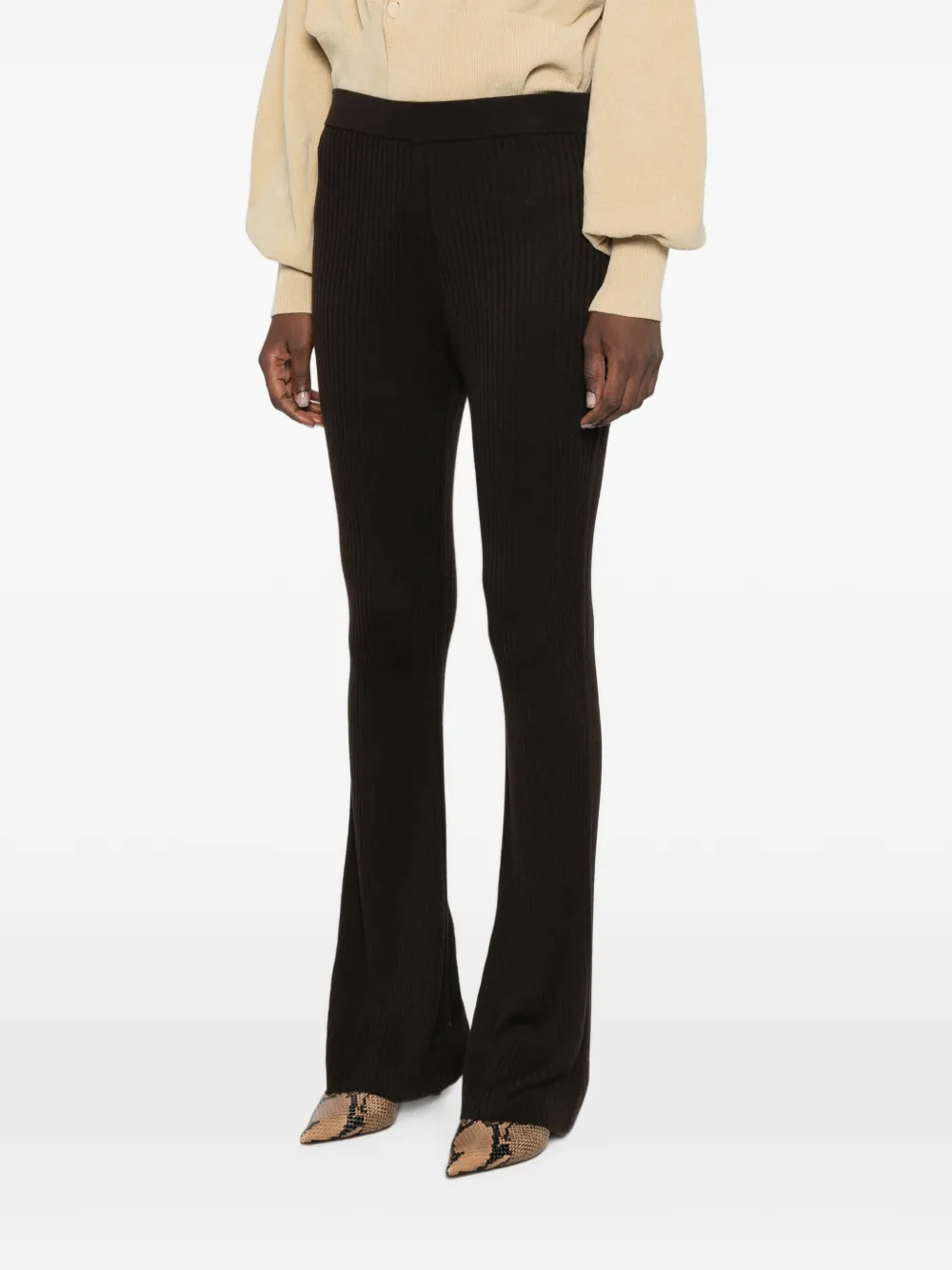 BOMPARD Ribgebreide high-waist palazzo broek Zwart