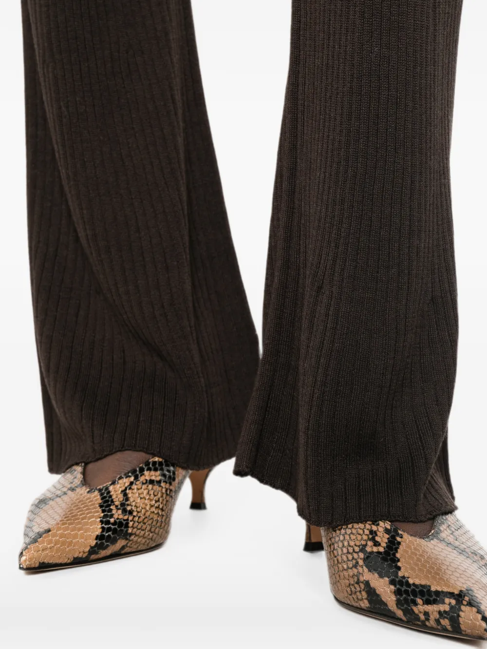 BOMPARD Ribgebreide high-waist palazzo broek Zwart