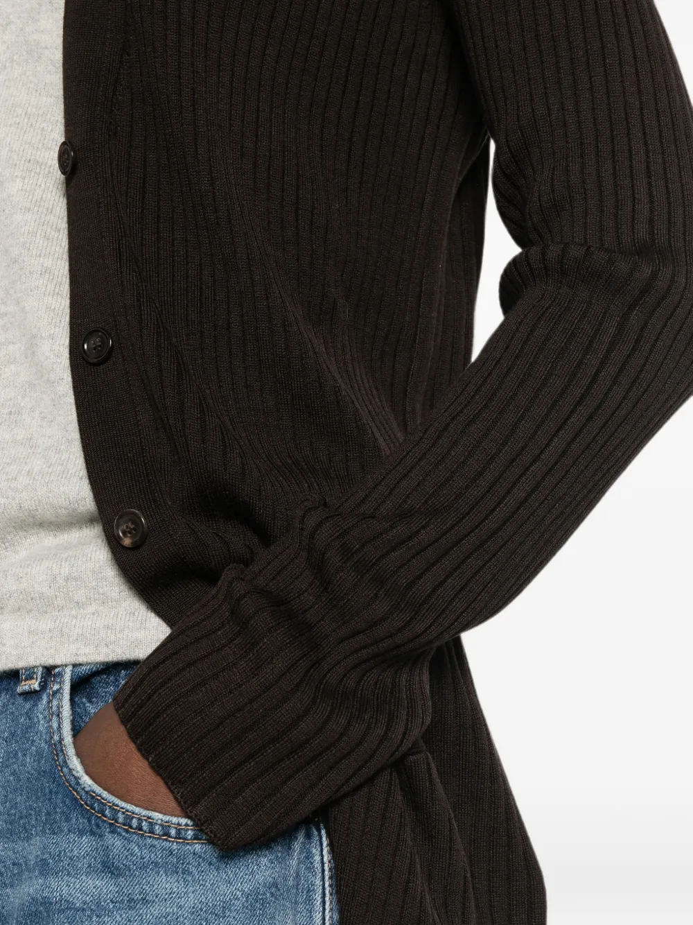 BOMPARD Ribgebreid vest Bruin
