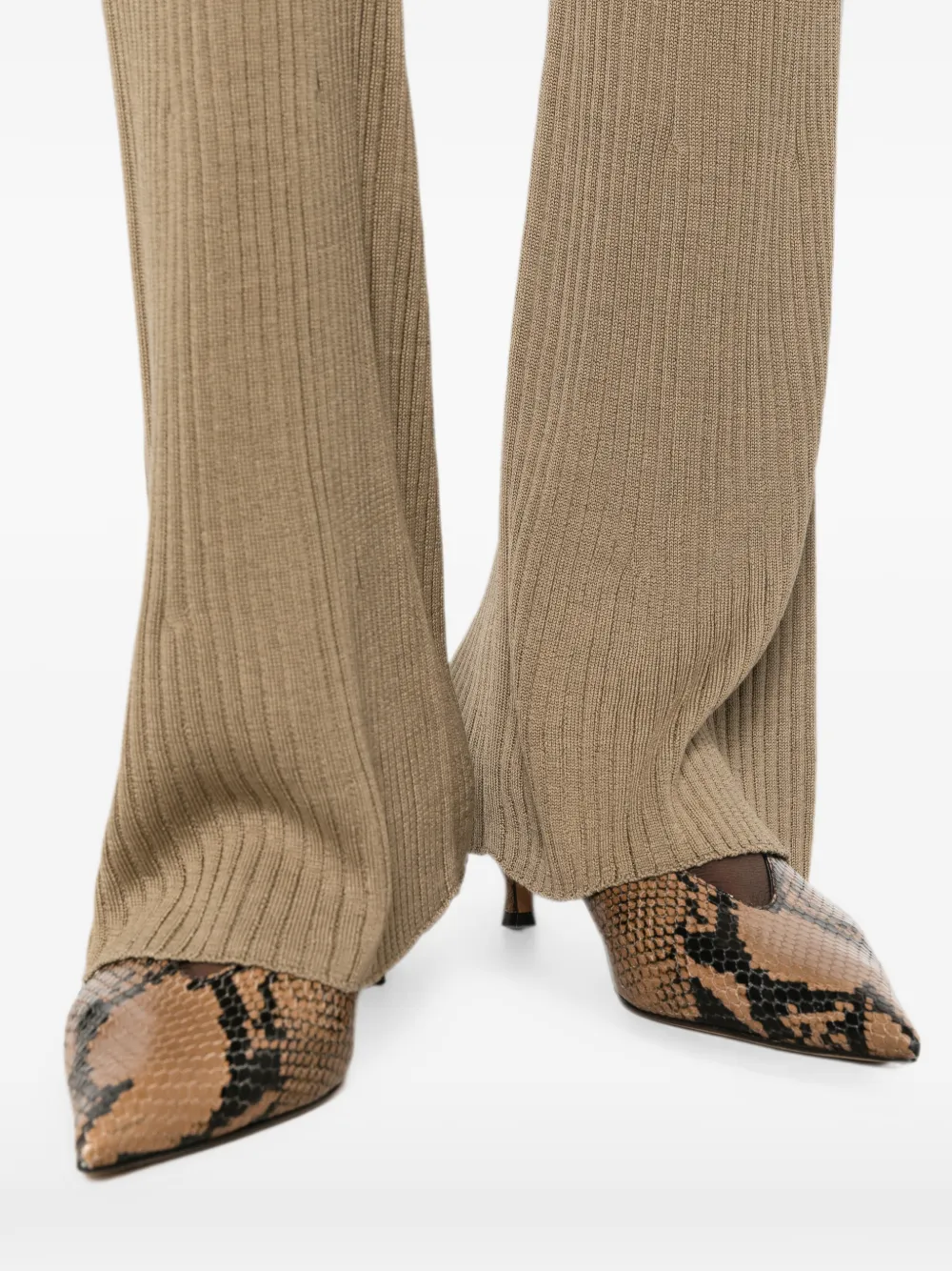 BOMPARD Ribgebreide high-waist palazzo broek Beige