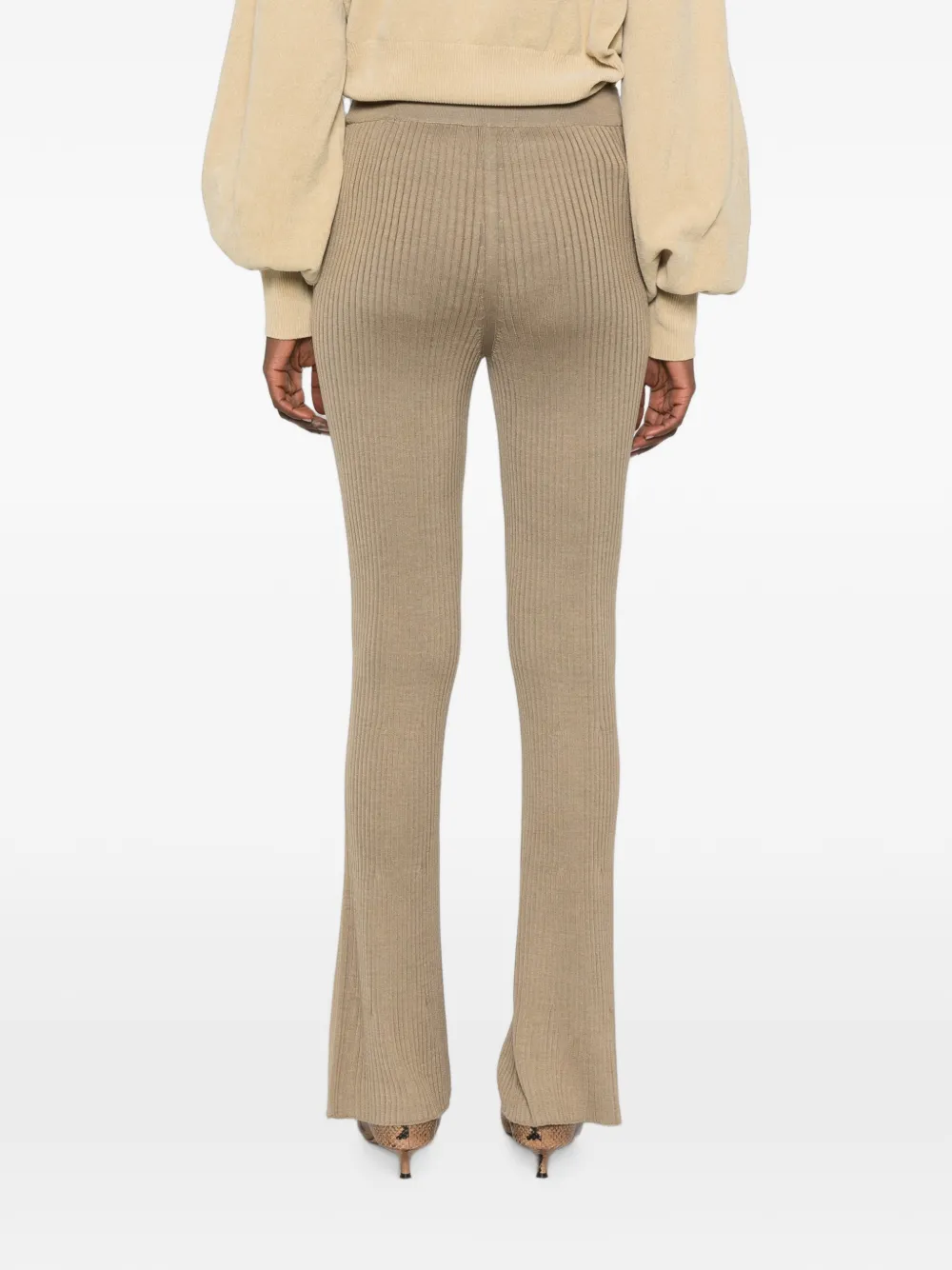 BOMPARD Ribgebreide high-waist palazzo broek Beige