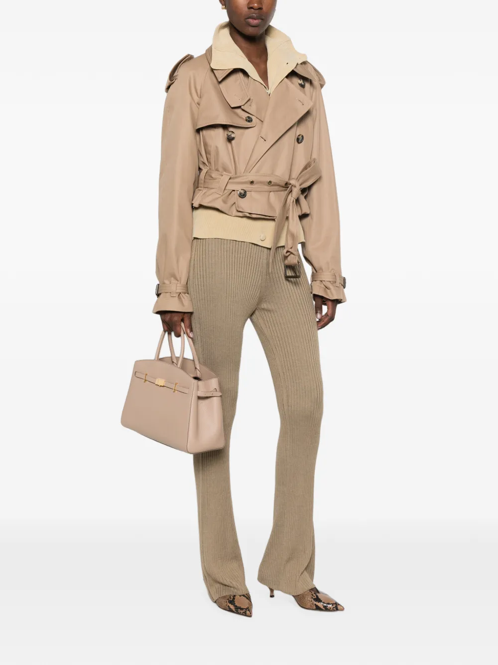 BOMPARD Ribgebreide high-waist palazzo broek Beige