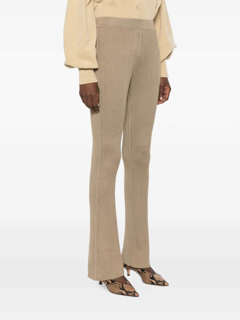 BOMPARD Ribgebreide high-waist palazzo broek Beige