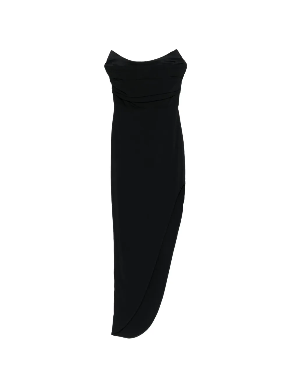 ROOM76 asymmetrical-hem strapless maxi dress - Nero
