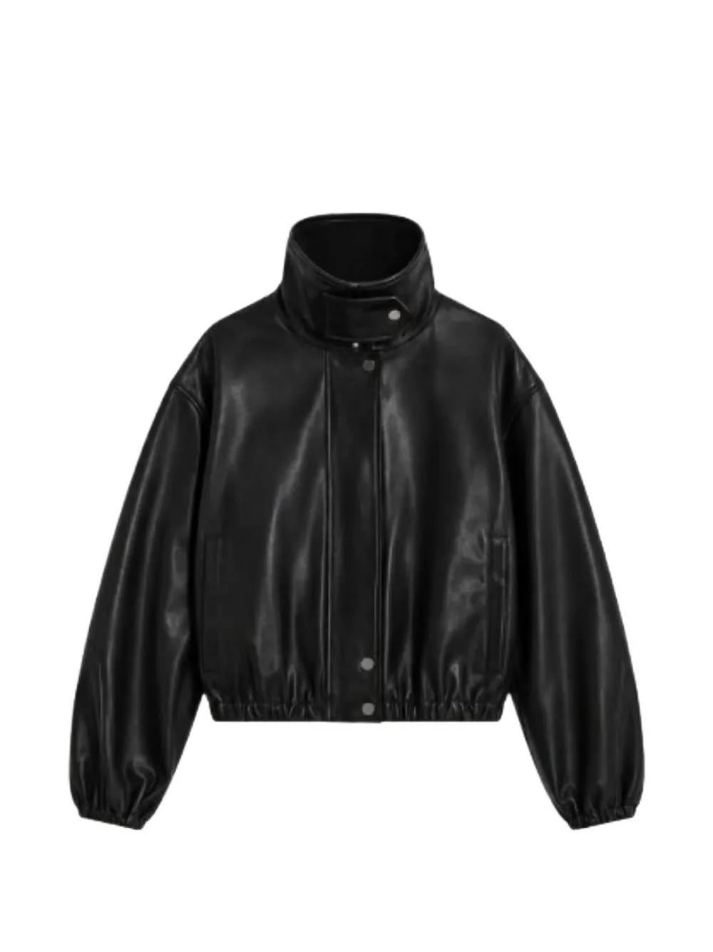 Nour Hammour high-neck leather jacket - Nero