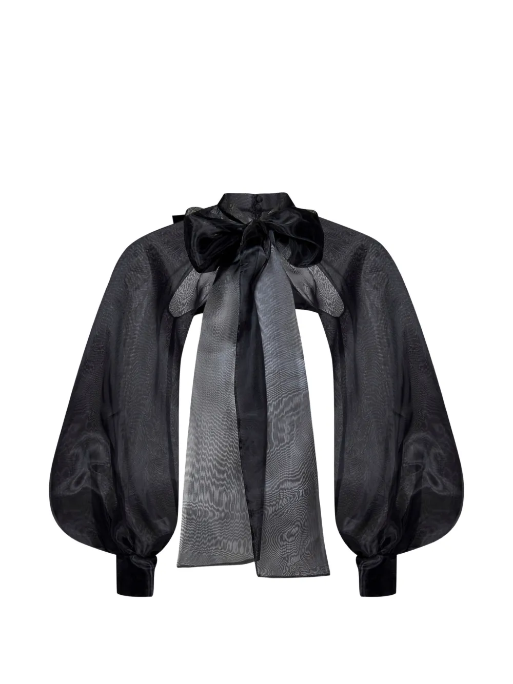 ROOM76 lavallière puff-sleeve shirt - Schwarz