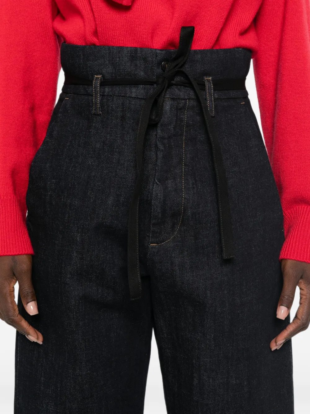 Barena Jeans met striksluiting en papieren taille Blauw