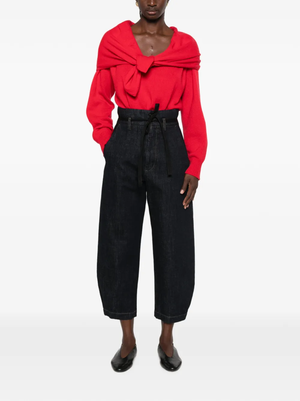 Barena Jeans met striksluiting en papieren taille Blauw