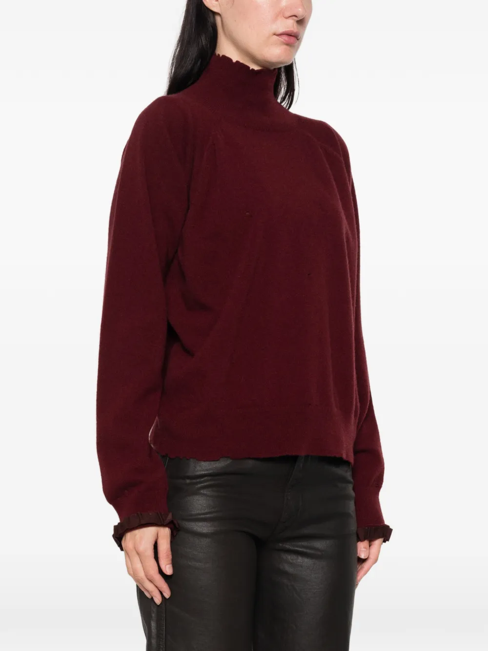 Maison Margiela Gerafelde trui met hoge hals Rood