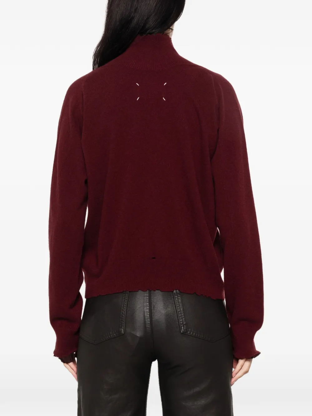 Maison Margiela Gerafelde trui met hoge hals Rood