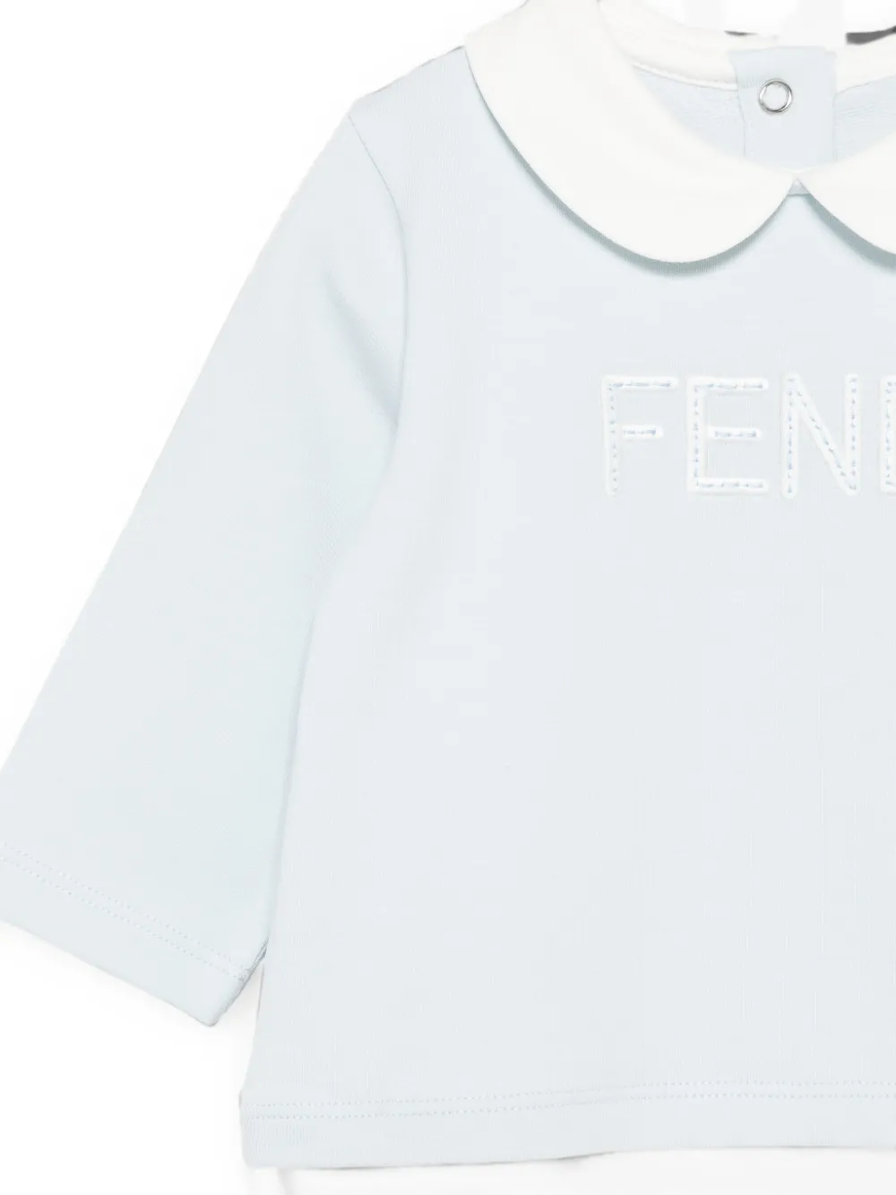 Fendi Kids Driedelige romperset met Peter Pan-kraag en geborduurd logo Blauw