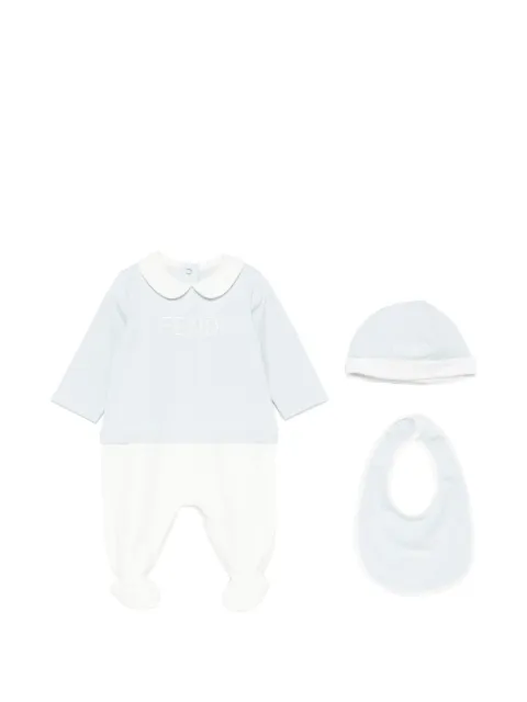 Fendi Kids logo-embroidered Peter Pan-collar babygrow set (set of three)
