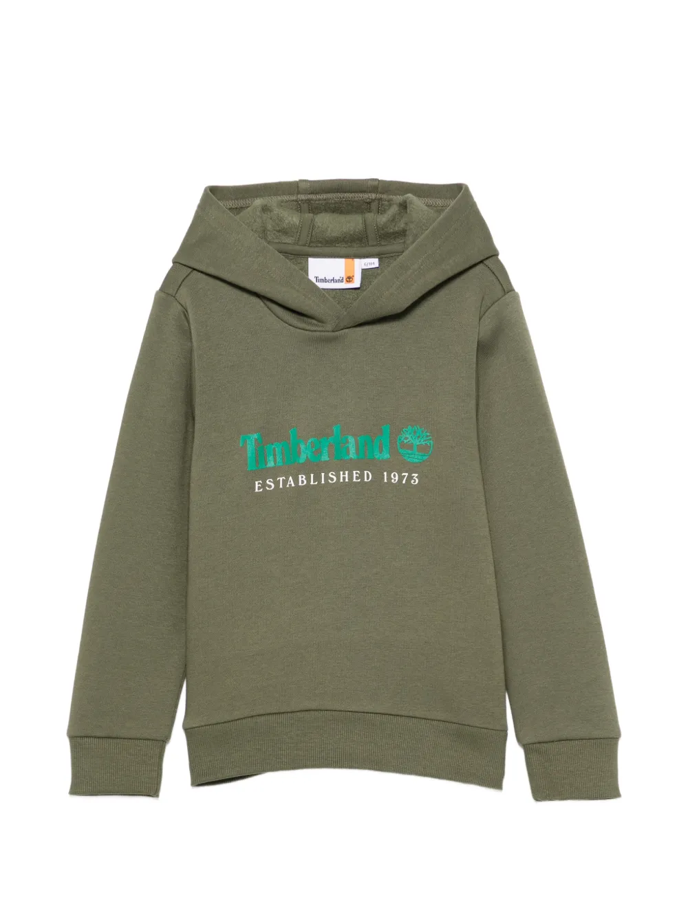 Timberland Kids logo-print cotton hoodie - Verde