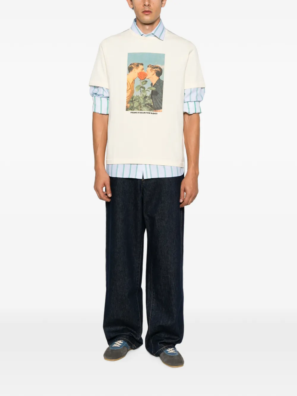 JW Anderson T-shirt met grafische print Beige