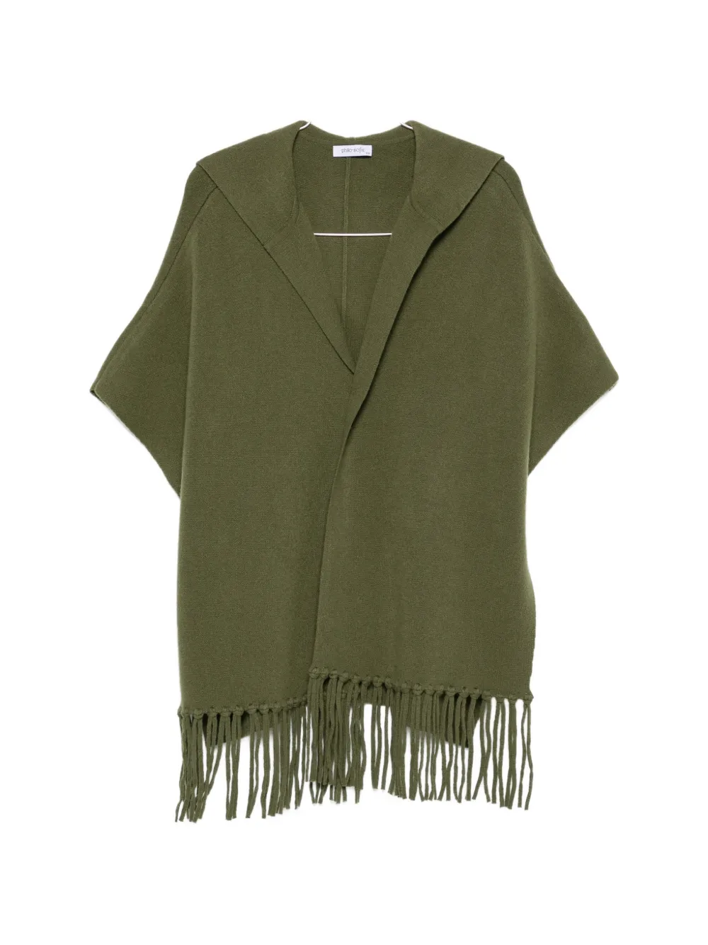 Philo-Sofie fringed hooded cape - Grün
