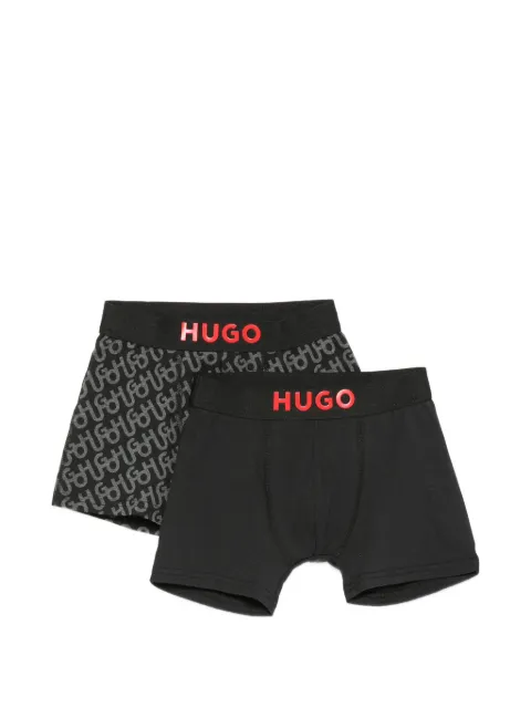 HUGO KIDS logo-waistband monogram-print boxers set (set of two)