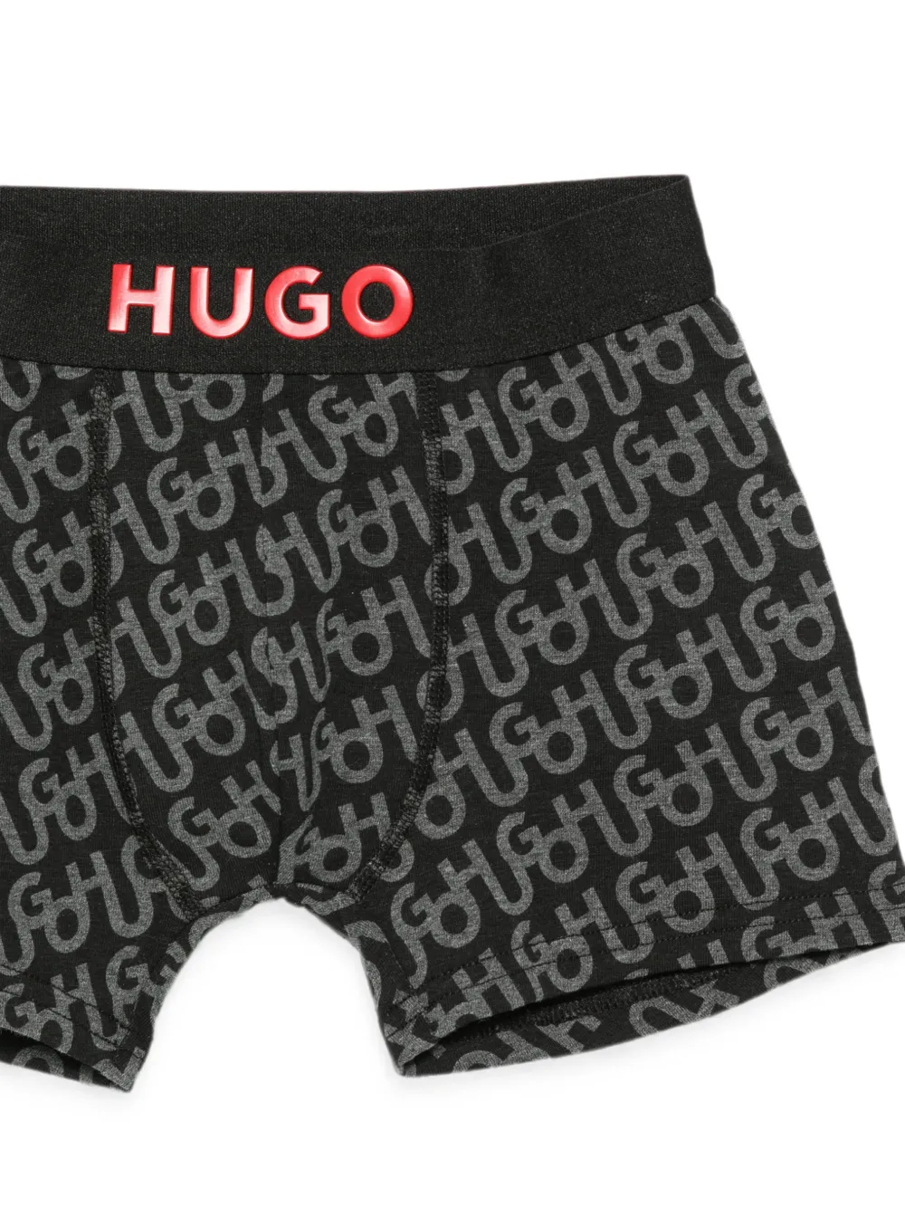 HUGO KIDS Twee boxershorts met monogram-print en logoband Zwart